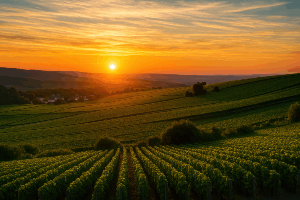 Overlooking Hautvillers village from the vineyards, with Champagne houses and countryside views featured in the Reims Champagne travel guide.